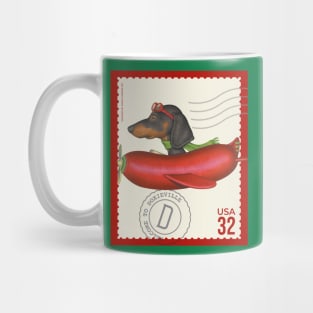 Funny Dachshund Doxie Dog flying a cute hotdog plane Mug